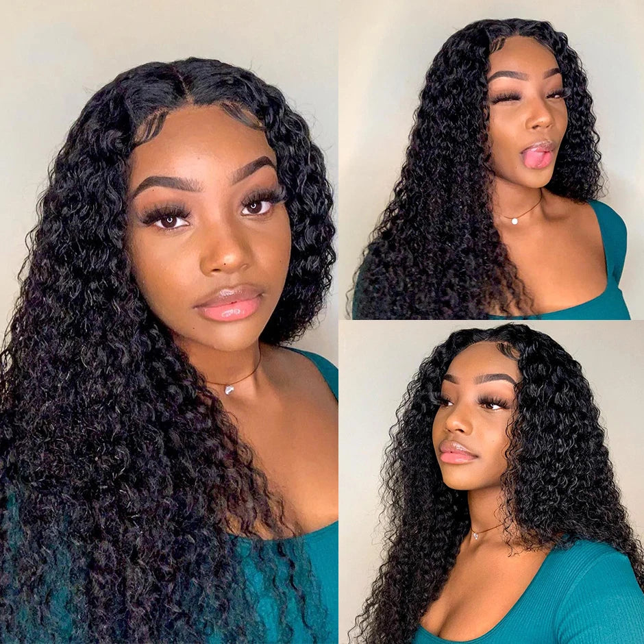 Human hair lace front wig Kinky Curly glueless preplucked human wigs ready to go Yawawe Wear Go wig