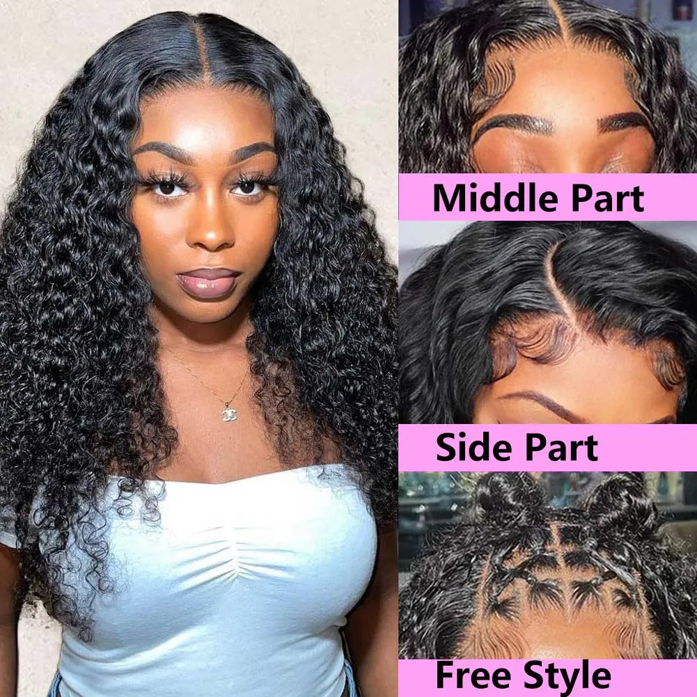 Deep Wave HD Human Hair Wigs Pre Plucked 200% Density Curly Bob Wig 100% human hair Bob Wigs For Black Women Human Hair Wigs