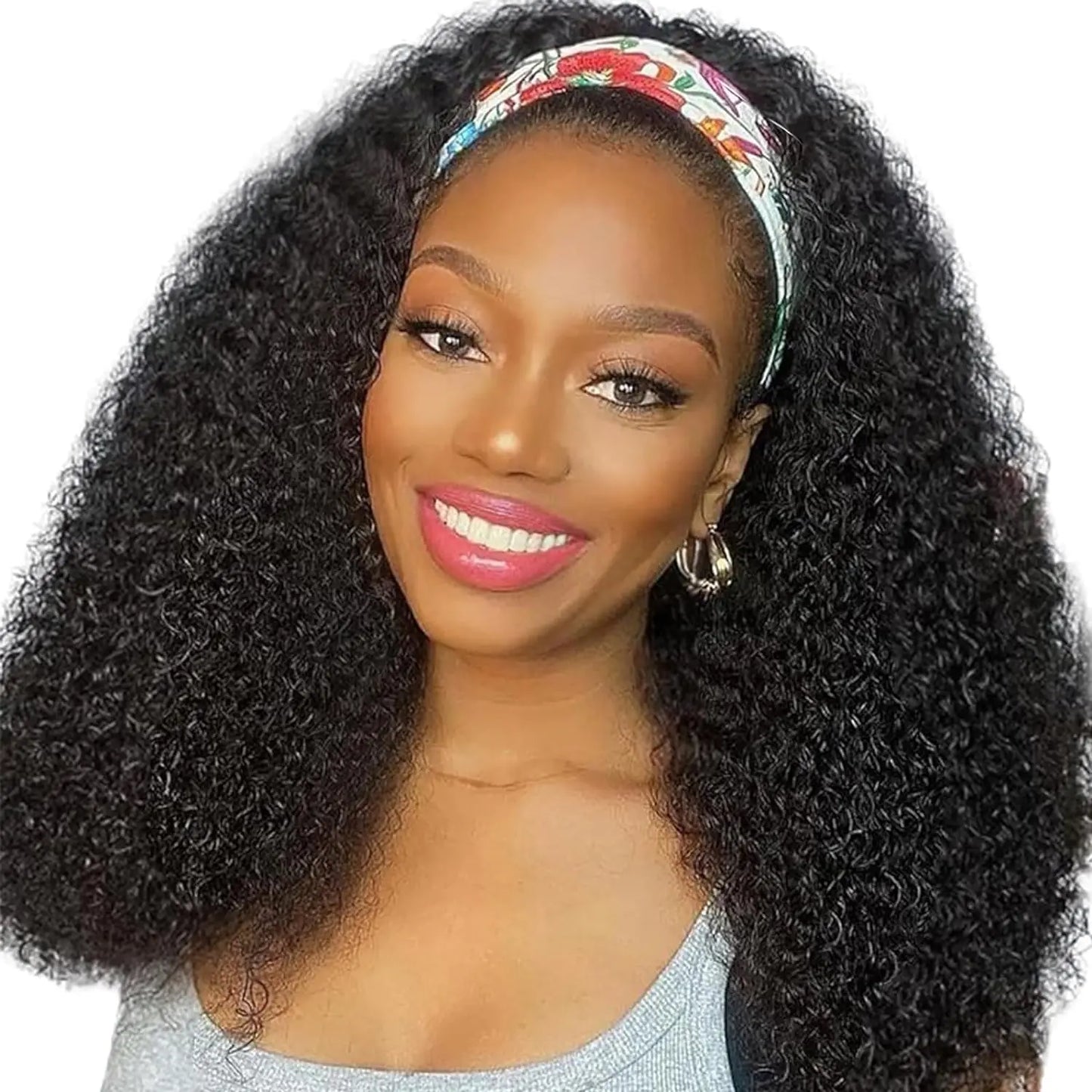 YAVIDA Curly Headband Wig Human Hair 10-24 Curly Hair Headband Wig Indian Virgin Machine Made Human Hair Wigs With Headband