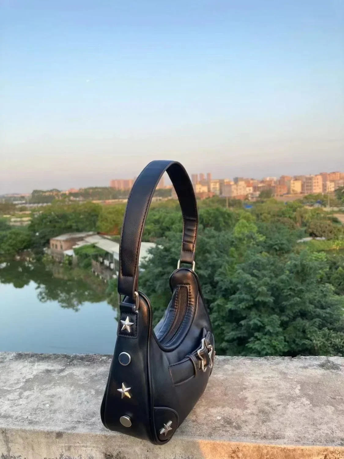 Handbag, women's small bag, mobile phone bag new high-end feeling, autumn retro denim star girl shoulder bag niche hand bag