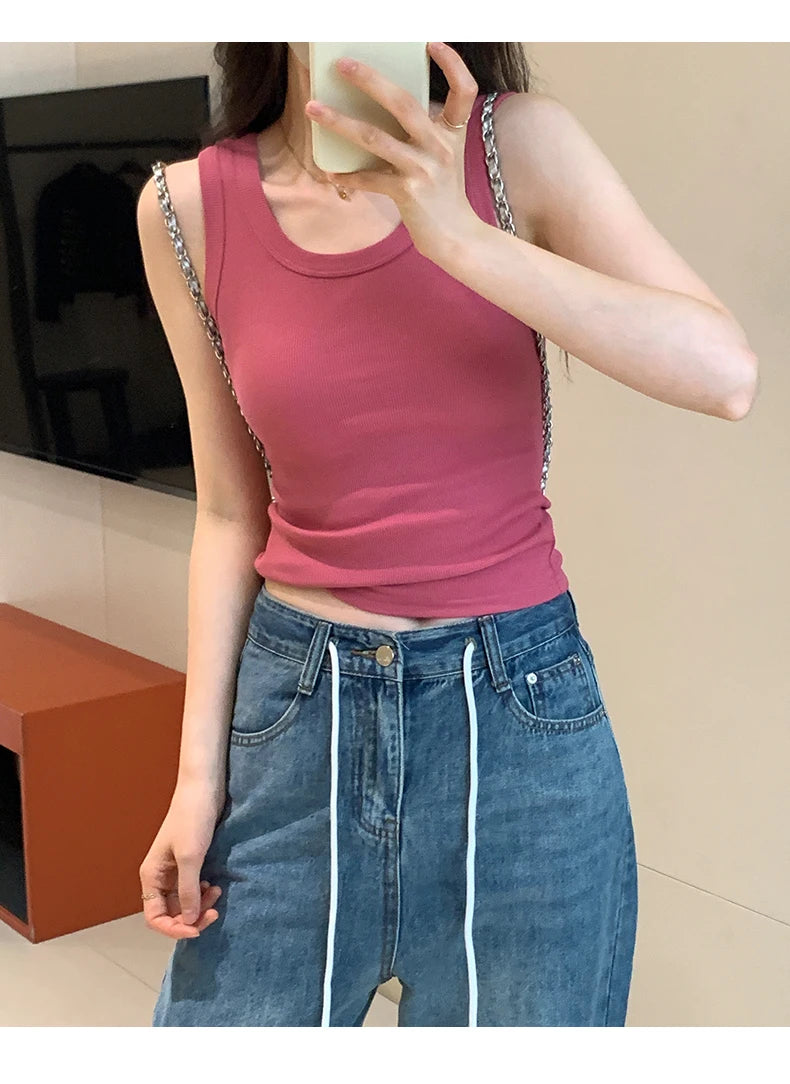 2025 Tank Soft Top For Women Summer Outfits Tight And Sexy Tank Top Knitted Bottom Shirt And Sleeveless Top For Outerwear