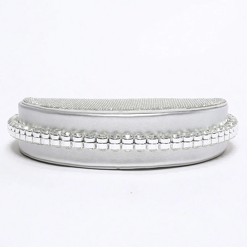 Ladies' fashionable handbag hand-held bag, with a simple and exquisite circular design that sparkles and is delicate for women.