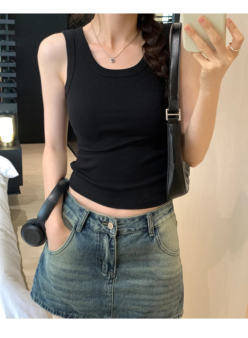 2025 Tank Soft Top For Women Summer Outfits Tight And Sexy Tank Top Knitted Bottom Shirt And Sleeveless Top For Outerwear