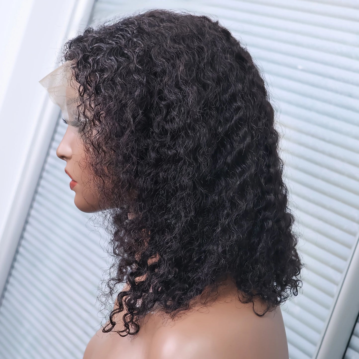Deep Curly Short Bob Wig 13x4 Transparent Lace Frontal 200 Density Natural Black Water Wave Brazilian Human Hair Wigs for Women