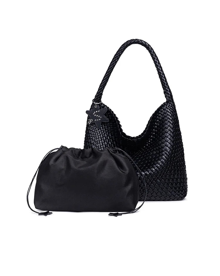Handwoven Hybrid Tote Bucket Bag Luxury Shoulder Bag for Women, Premium Top Handle & Underarm Carry Purse