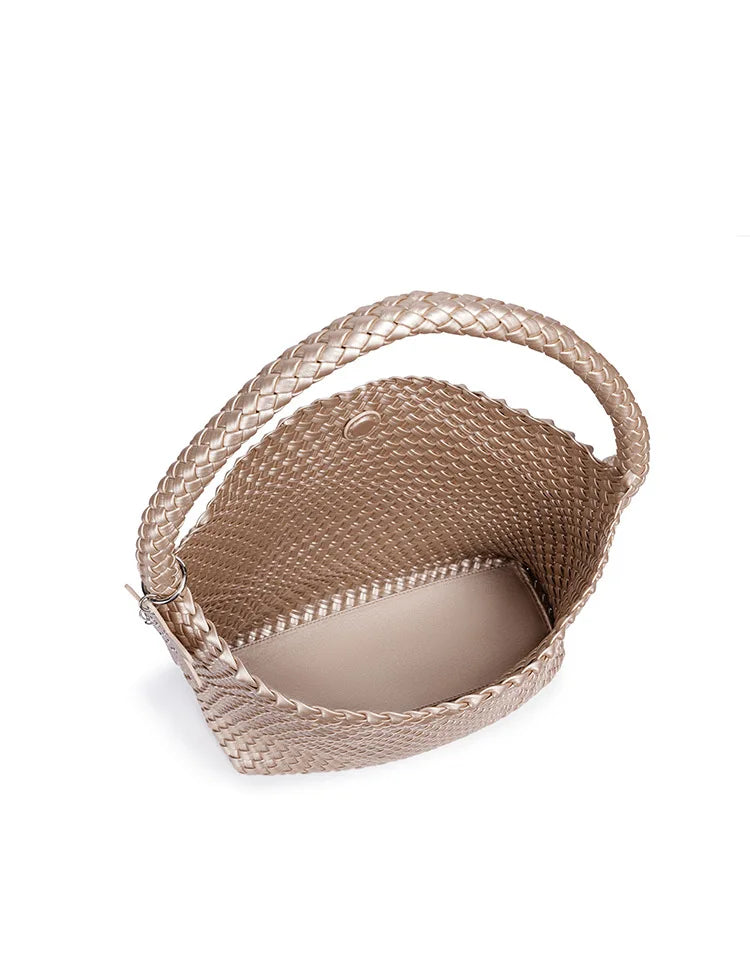 Handwoven Hybrid Tote Bucket Bag Luxury Shoulder Bag for Women, Premium Top Handle & Underarm Carry Purse