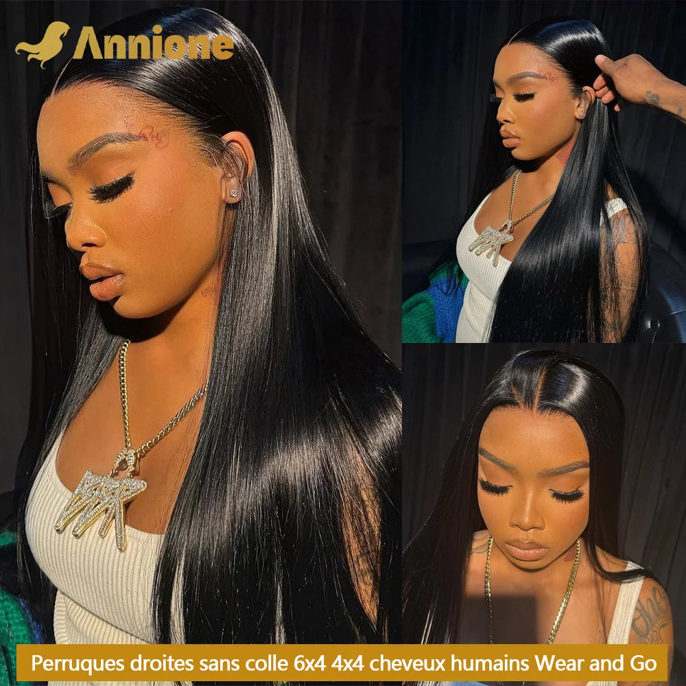 30 inch Glueless Wigs Human Hair Ready To Wear 6X4 Brazilian Straight HD Lace Front Human Hair Wig 100% Human Hair Wigs Glueless