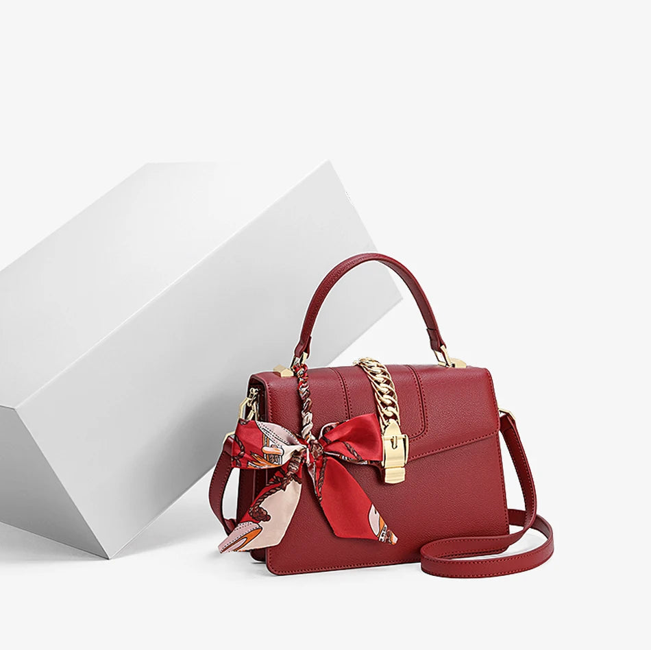 Women's handbag, mother's bag, women's crossbody bag, hand-held small bag, silk scarf, genuine leather women's bag