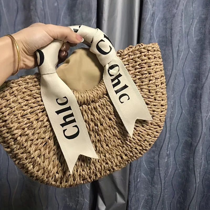 Hand-Woven Tote Bag, A Hand-Woven Straw Bag, Suitable for Summer Beach Travel for Women'S Travel, Holiday Beach Tote Bag