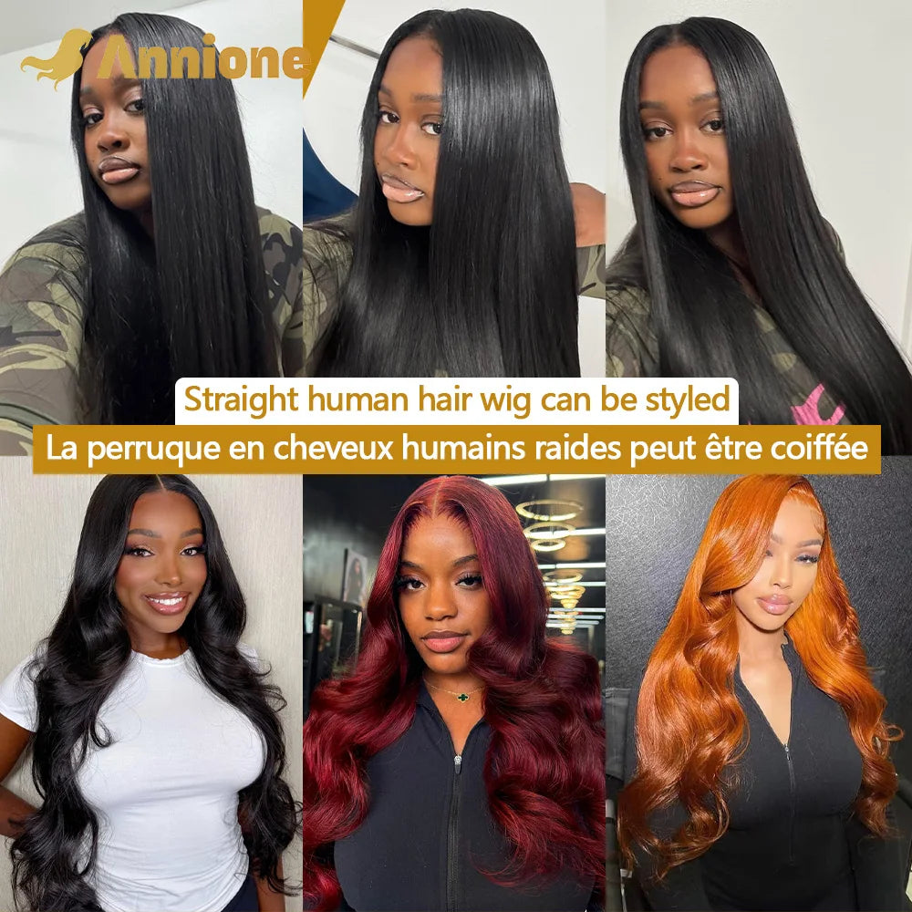 30 inch Glueless Wigs Human Hair Ready To Wear 6X4 Brazilian Straight HD Lace Front Human Hair Wig 100% Human Hair Wigs Glueless