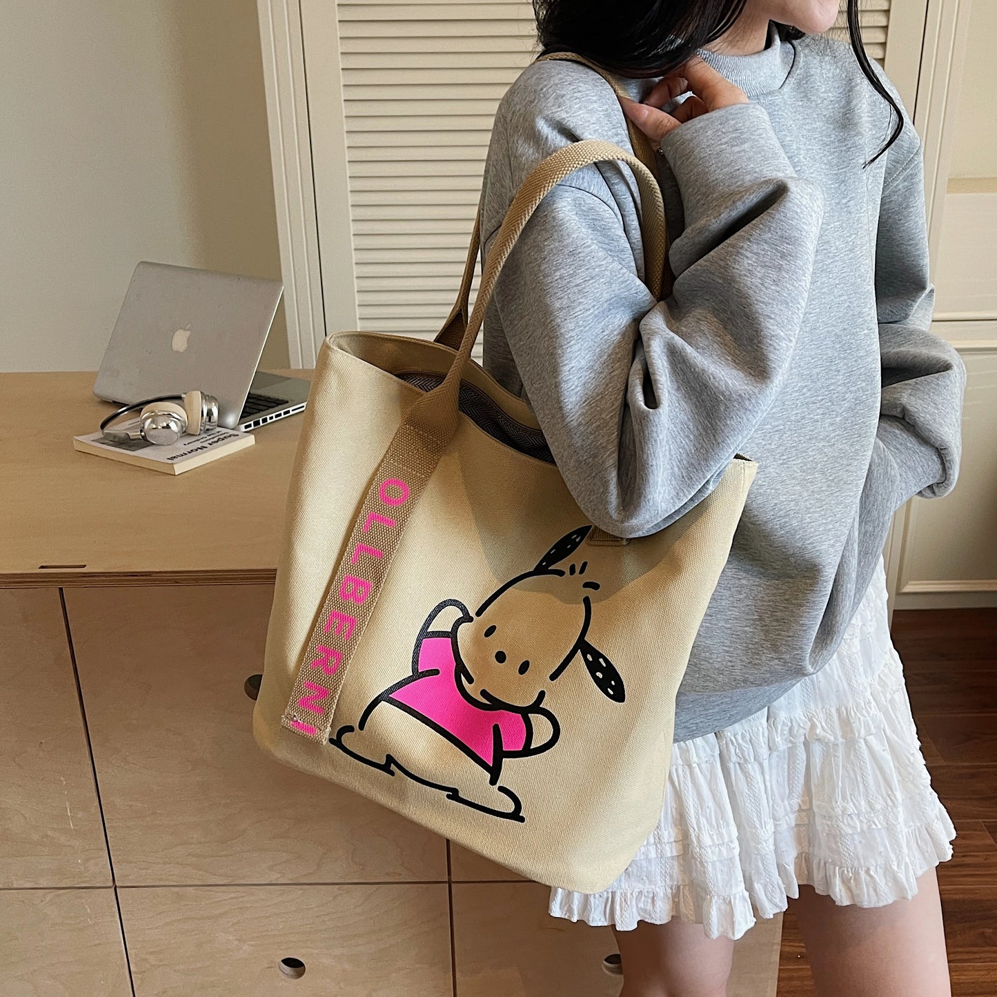 Handbag. Bags women handbags ladies.Cartoon canvas bag women's new large-capacity handbag leisure commuter tote bag make-up bag
