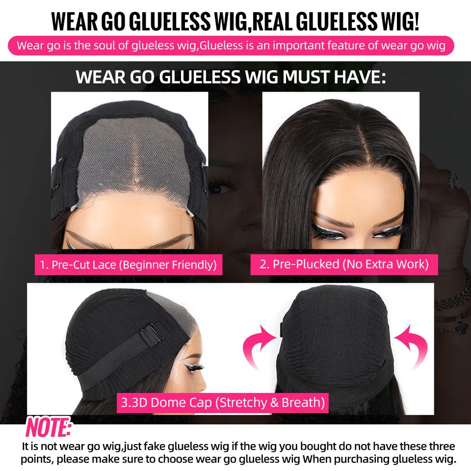 Deep Wave Bob Wig 180% Wear Go Glueless Wig 4x4 Pre-Cut Preplucked Lace Closure Wig Brazilian Deep Curly Human Hair Wigs