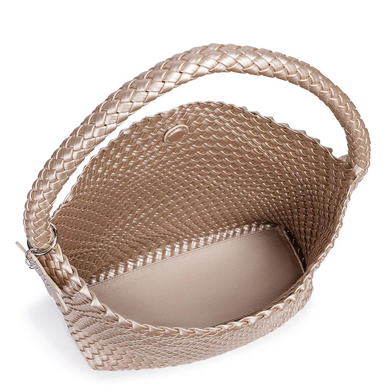 Handwoven Hybrid Tote Bucket Bag Luxury Shoulder Bag for Women, Premium Top Handle & Underarm Carry Purse