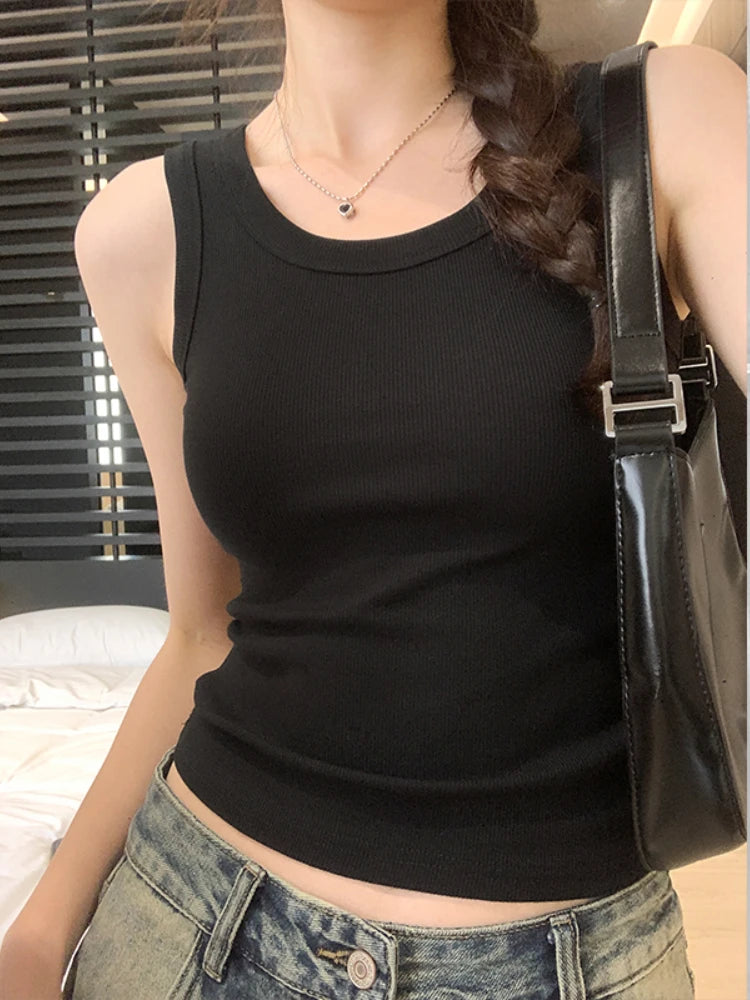 2025 Tank Soft Top For Women Summer Outfits Tight And Sexy Tank Top Knitted Bottom Shirt And Sleeveless Top For Outerwear