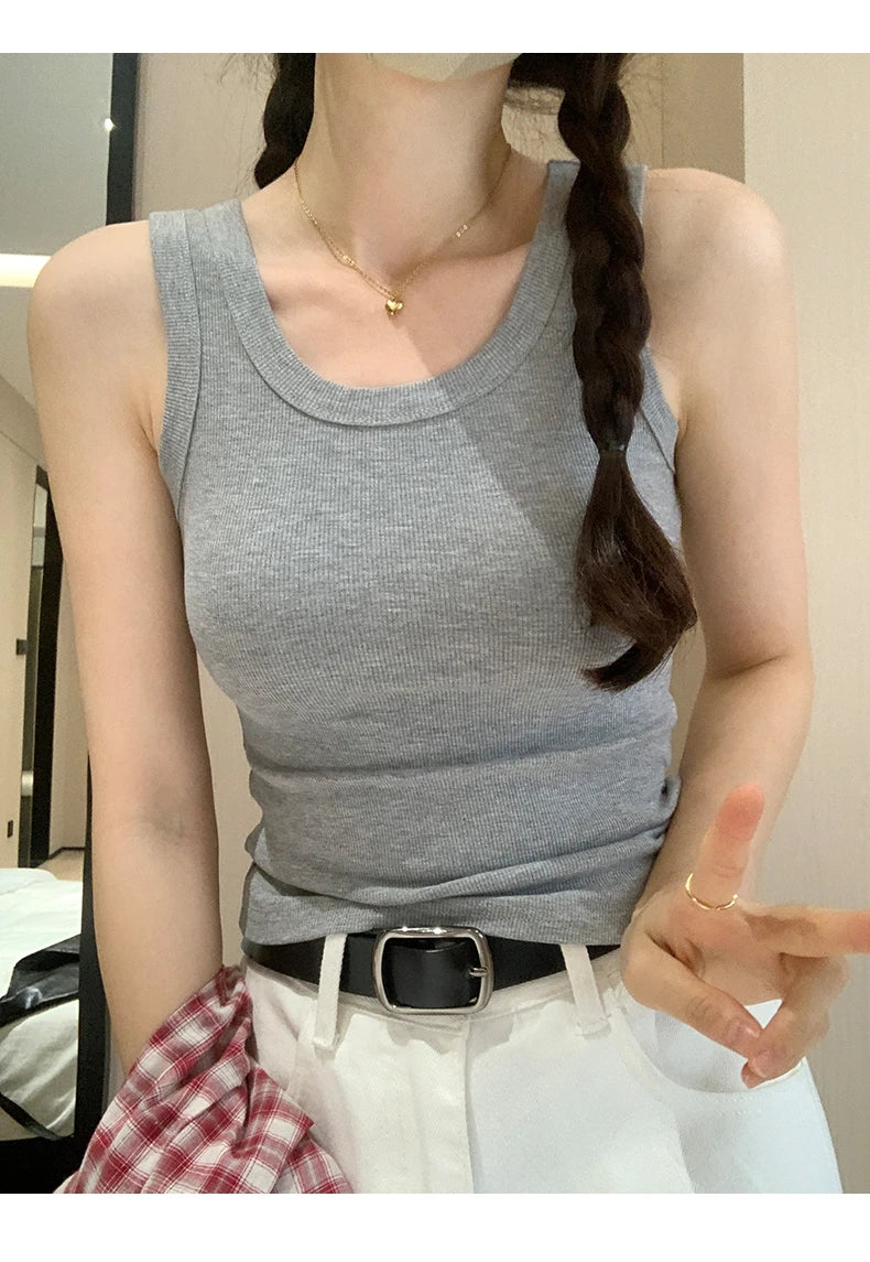 2025 Tank Soft Top For Women Summer Outfits Tight And Sexy Tank Top Knitted Bottom Shirt And Sleeveless Top For Outerwear