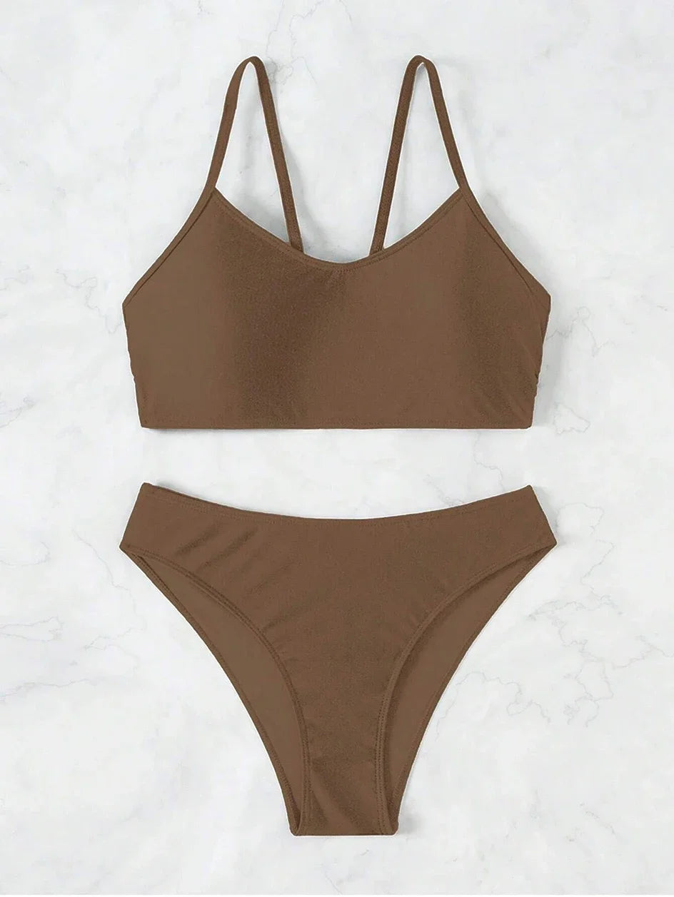 Sexy Woman Swimsuits 2025 Summer Swimwear Women's Bikinis for Female Two Pieces Beach Wear Solid Color Bikinis Set Bathing Suit