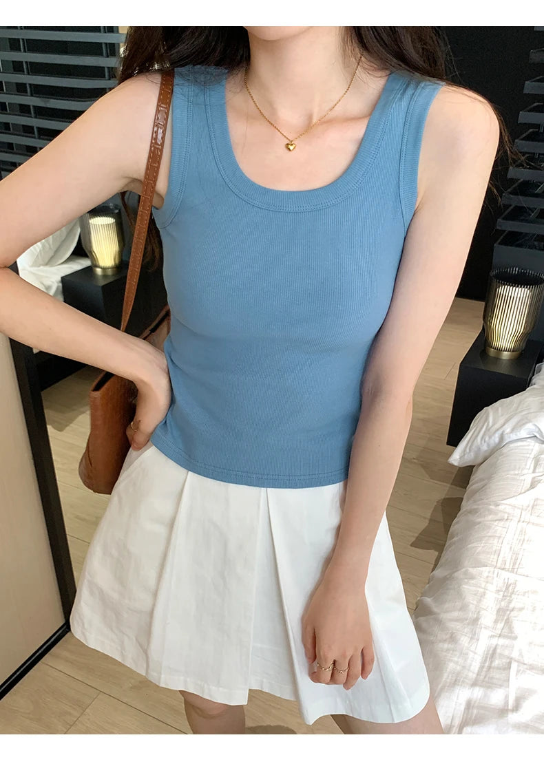 2025 Tank Soft Top For Women Summer Outfits Tight And Sexy Tank Top Knitted Bottom Shirt And Sleeveless Top For Outerwear