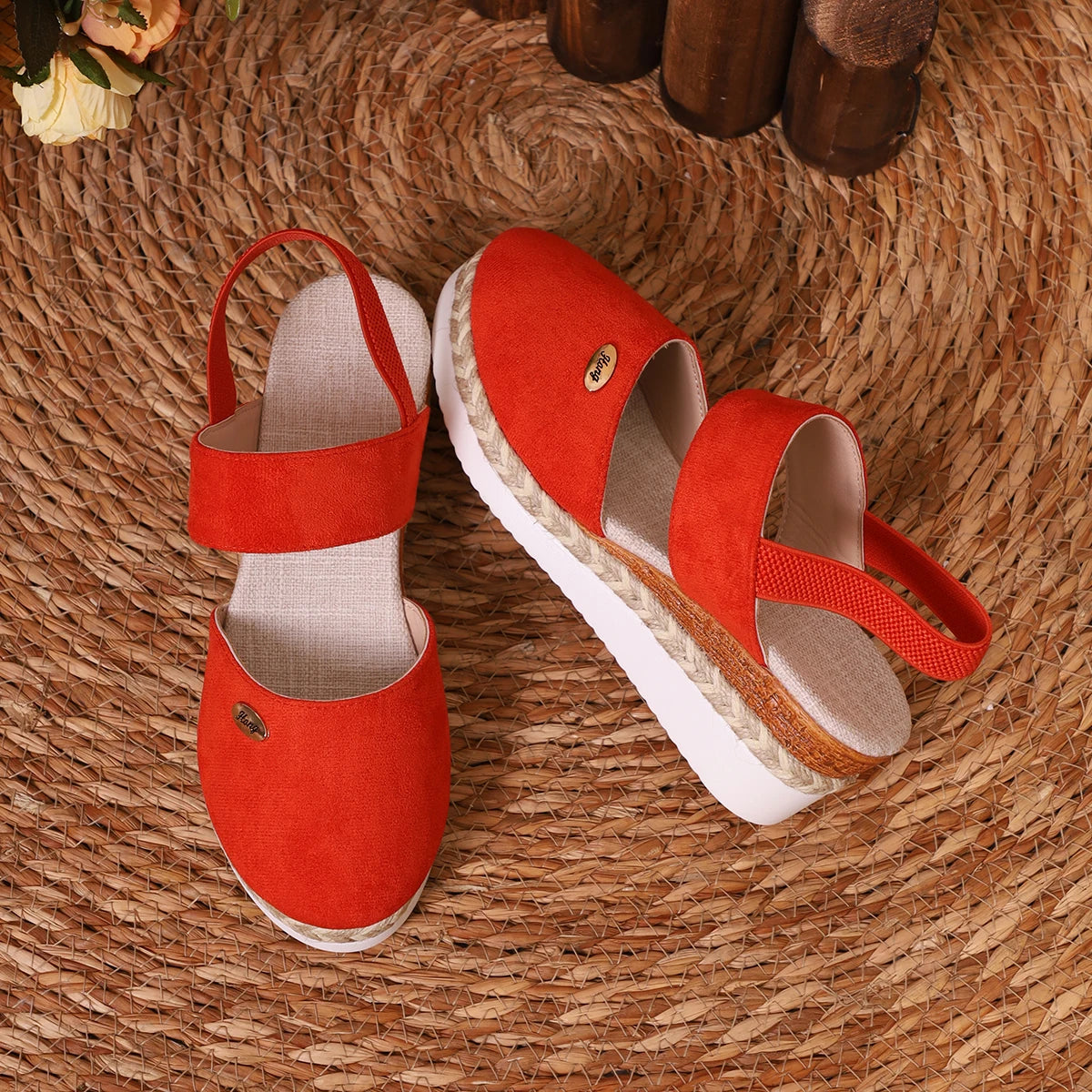Women's Shoes 2024 Brand Closed Toe Women's Sandals Hot Sale Casual Sandals Women Round Toe Slip on Wedges Platform Shoes Ladies