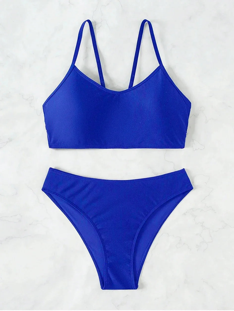 Sexy Woman Swimsuits 2025 Summer Swimwear Women's Bikinis for Female Two Pieces Beach Wear Solid Color Bikinis Set Bathing Suit