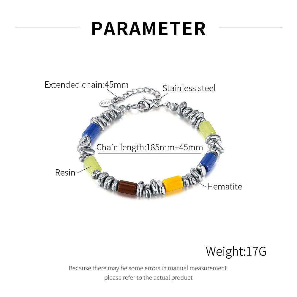 Necklaces and Bracelet Set for Women Beautiful Colorful Hand Chains Fashion Jewelry Stainless Steel Gold Color