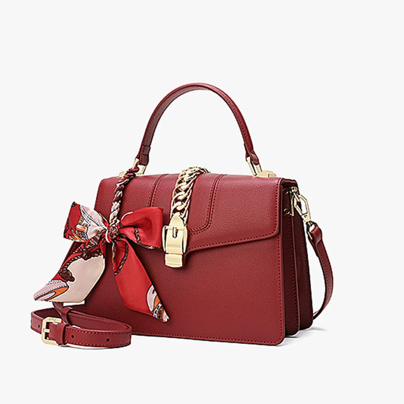 Women's handbag, mother's bag, women's crossbody bag, hand-held small bag, silk scarf, genuine leather women's bag
