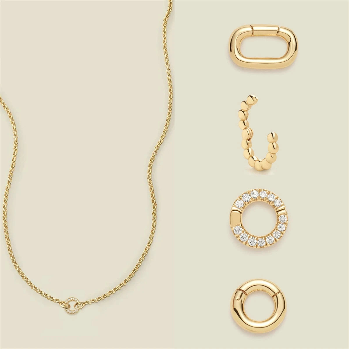 New DIY Basic Flexible Chain Complete Round Elliptical Necklace Electroplated 18K Gold Color Preserving