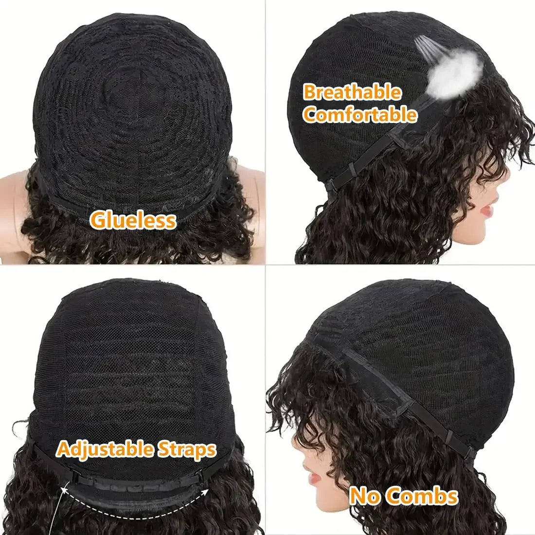 Curly Synthetic Wigs for Women Kinky Curly Headband Wig Synthetic Fiber Natural Looking Glueless Hair for Daily Wear Cosplay