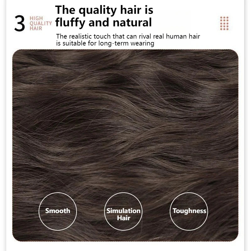 32m Synthetic Short Curly Hair Wig for Women Natural Wavy Wig with Air Bangs Fashionable Full Head Wig Cosplay Curly Hair Female