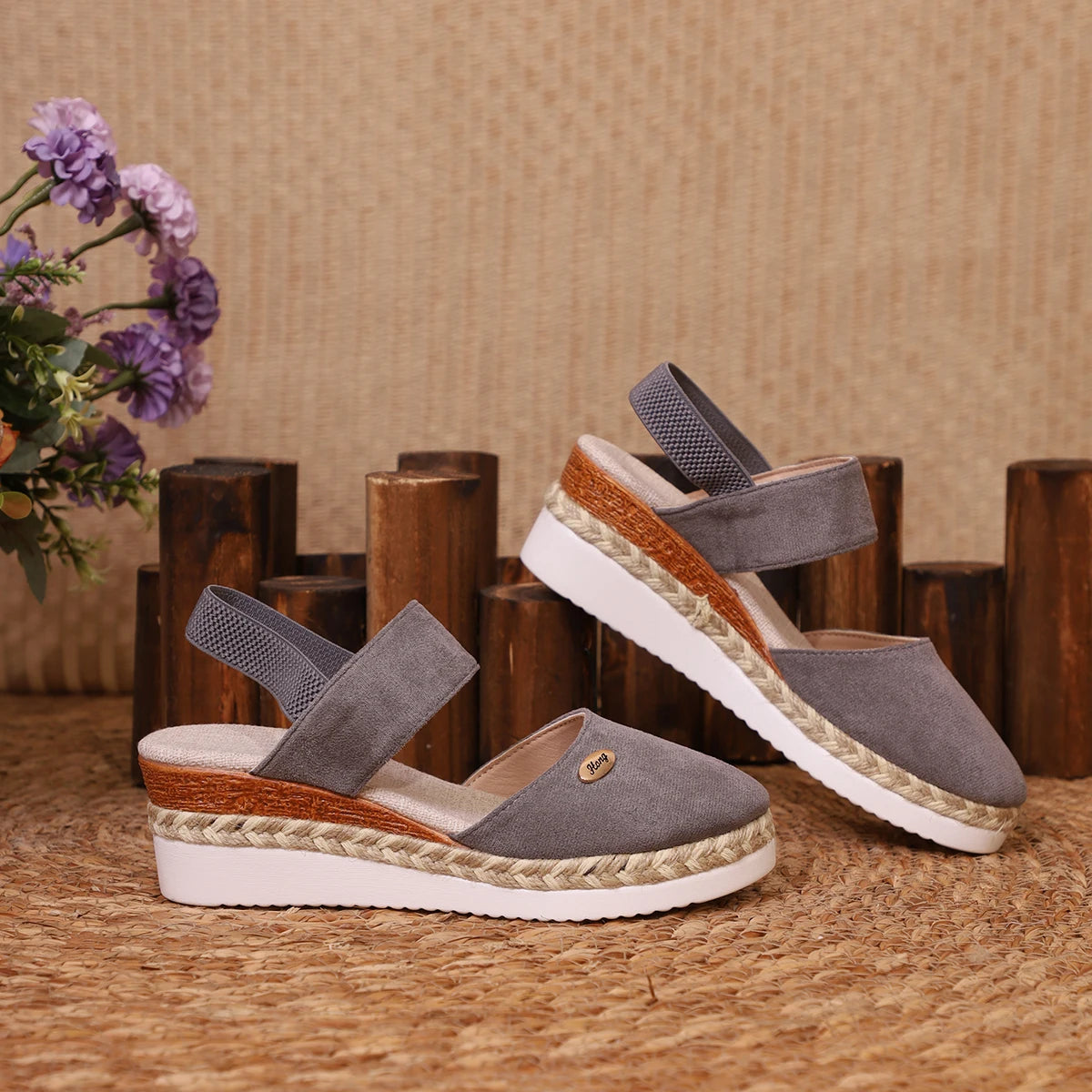 Women's Shoes 2024 Brand Closed Toe Women's Sandals Hot Sale Casual Sandals Women Round Toe Slip on Wedges Platform Shoes Ladies
