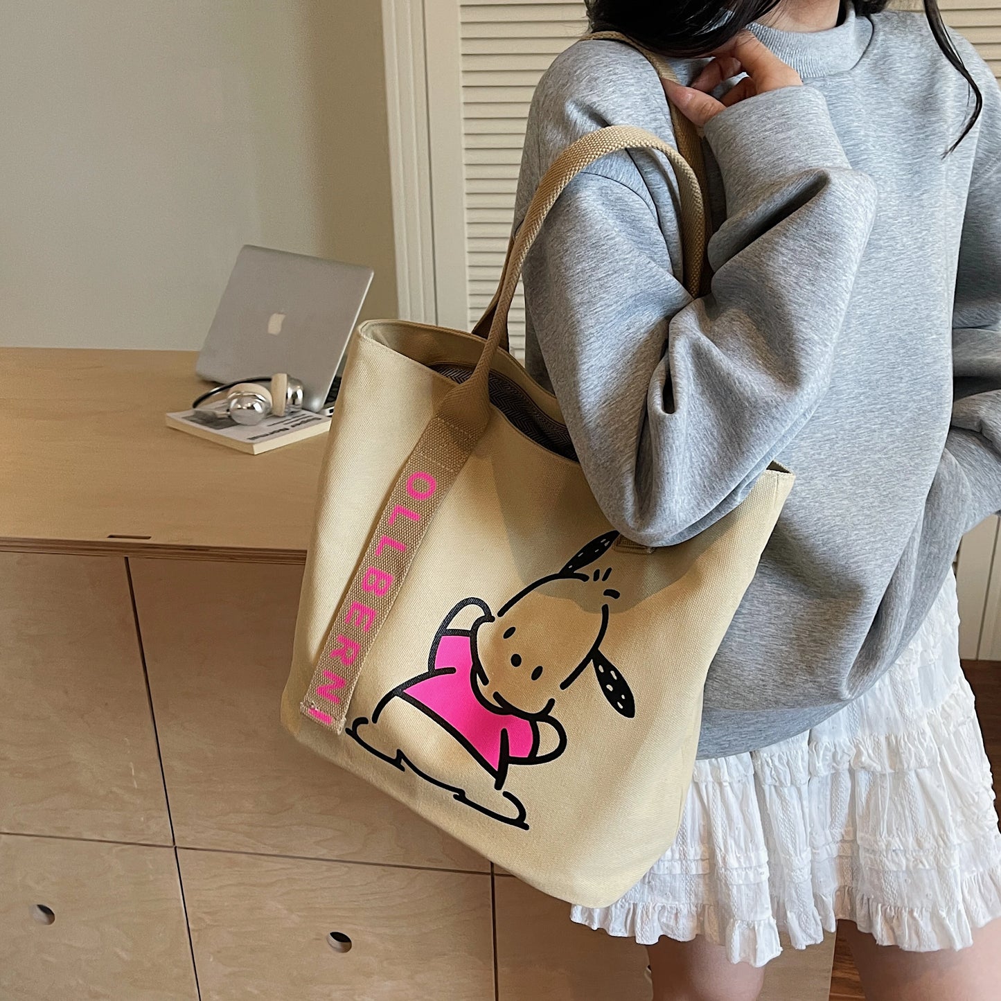 Handbag. Bags women handbags ladies.Cartoon canvas bag women's new large-capacity handbag leisure commuter tote bag make-up bag