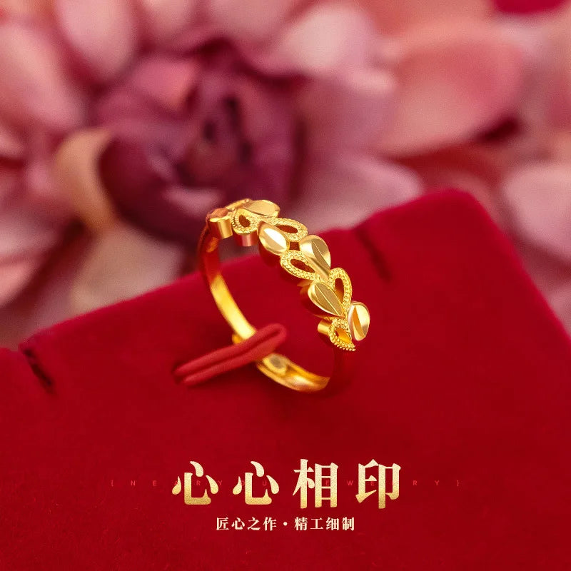 100% 18K Gold Jewelry rings for Women Wedding rings Bohemia Engagement Irregular Anillos Mujer18 K Gold Box