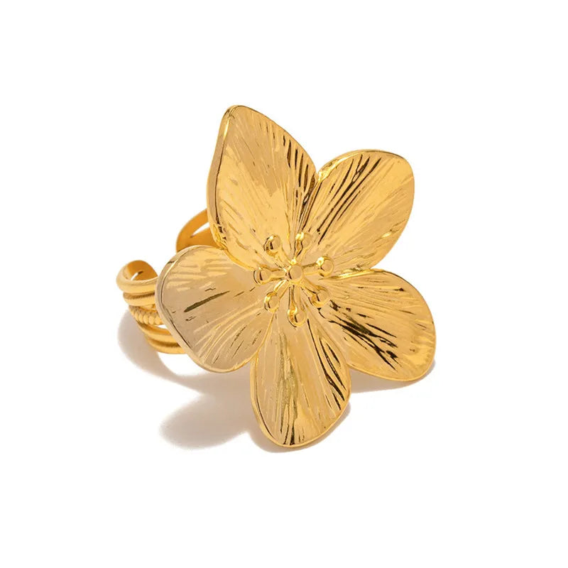 2024 New Flower Ring for Women Simple Temperament Party Fashion Trendy Charm Waterproof Jewelry Gifts Wholesale
