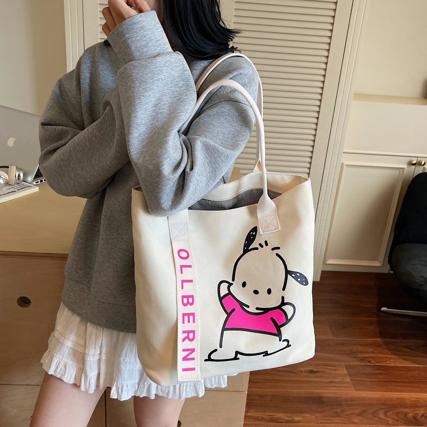 Handbag. Bags women handbags ladies.Cartoon canvas bag women's new large-capacity handbag leisure commuter tote bag make-up bag