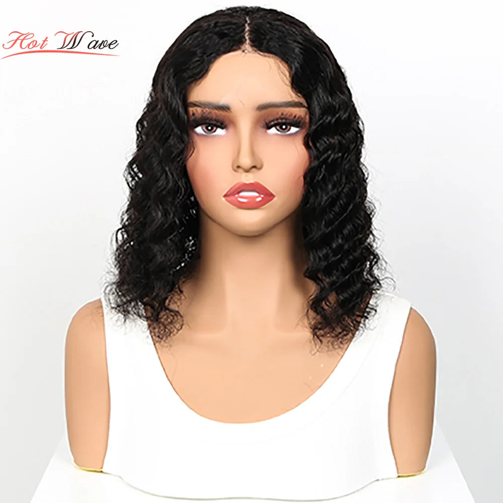Glueless Wigs 6x4 Deep Wave Bob Human Hair Wigs For Women Bleached Knots Lace Wig Pre Plucked Pre Cut Lace Ready To Wear Wigs