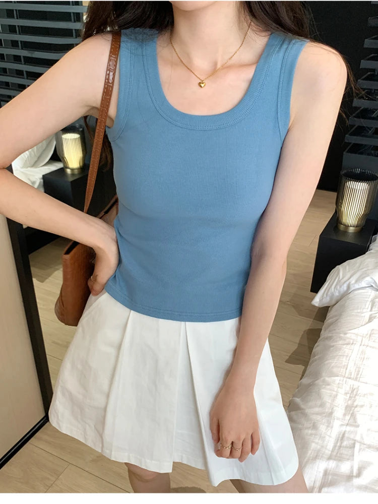 2025 Tank Soft Top For Women Summer Outfits Tight And Sexy Tank Top Knitted Bottom Shirt And Sleeveless Top For Outerwear