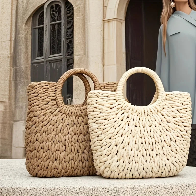 Hand-Woven Tote Bag, A Hand-Woven Straw Bag, Suitable for Summer Beach Travel for Women'S Travel, Holiday Beach Tote Bag