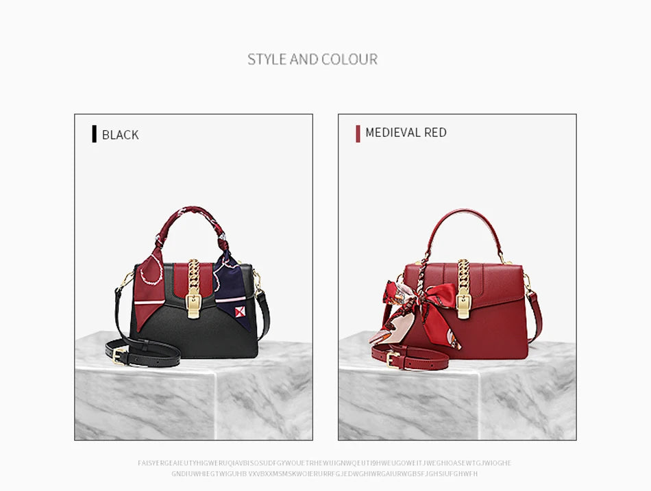Women's handbag, mother's bag, women's crossbody bag, hand-held small bag, silk scarf, genuine leather women's bag