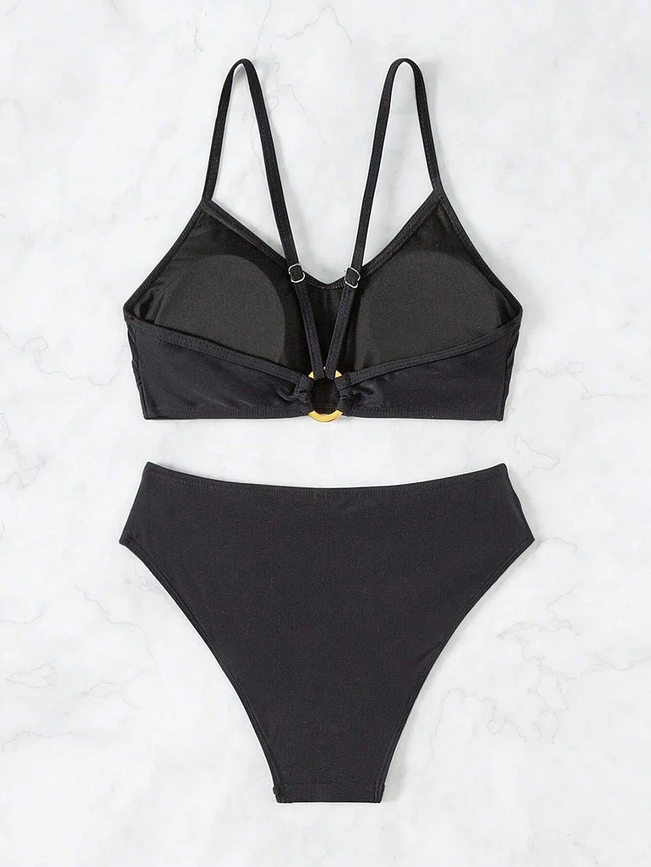 Sexy Woman Swimsuits 2025 Summer Swimwear Women's Bikinis for Female Two Pieces Beach Wear Solid Color Bikinis Set Bathing Suit