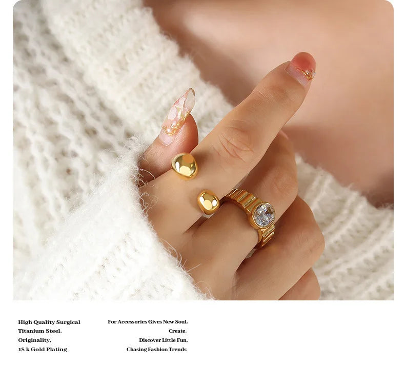 Women's Ring INS Minimalist Unique Open Design Adjustable Plain Circle Sense of Design Versatile Jewelry Accessories