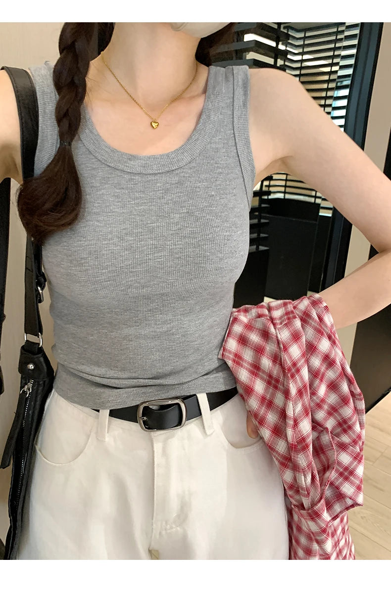 2025 Tank Soft Top For Women Summer Outfits Tight And Sexy Tank Top Knitted Bottom Shirt And Sleeveless Top For Outerwear