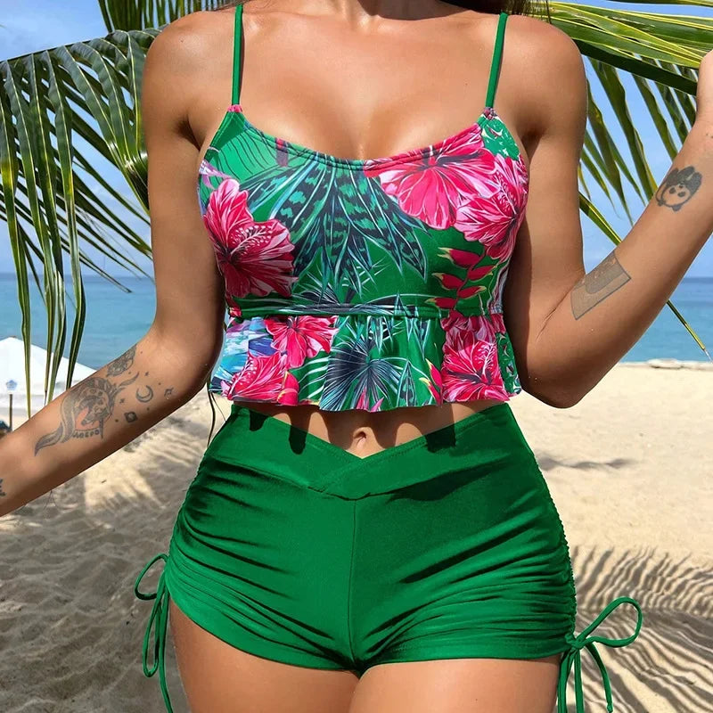 Summer Sexy Swimsuits Tankini Set Female Two-piece Swimwear Beach Swim Wear Bathing Suits Pool Women's Swimming Suit 2024