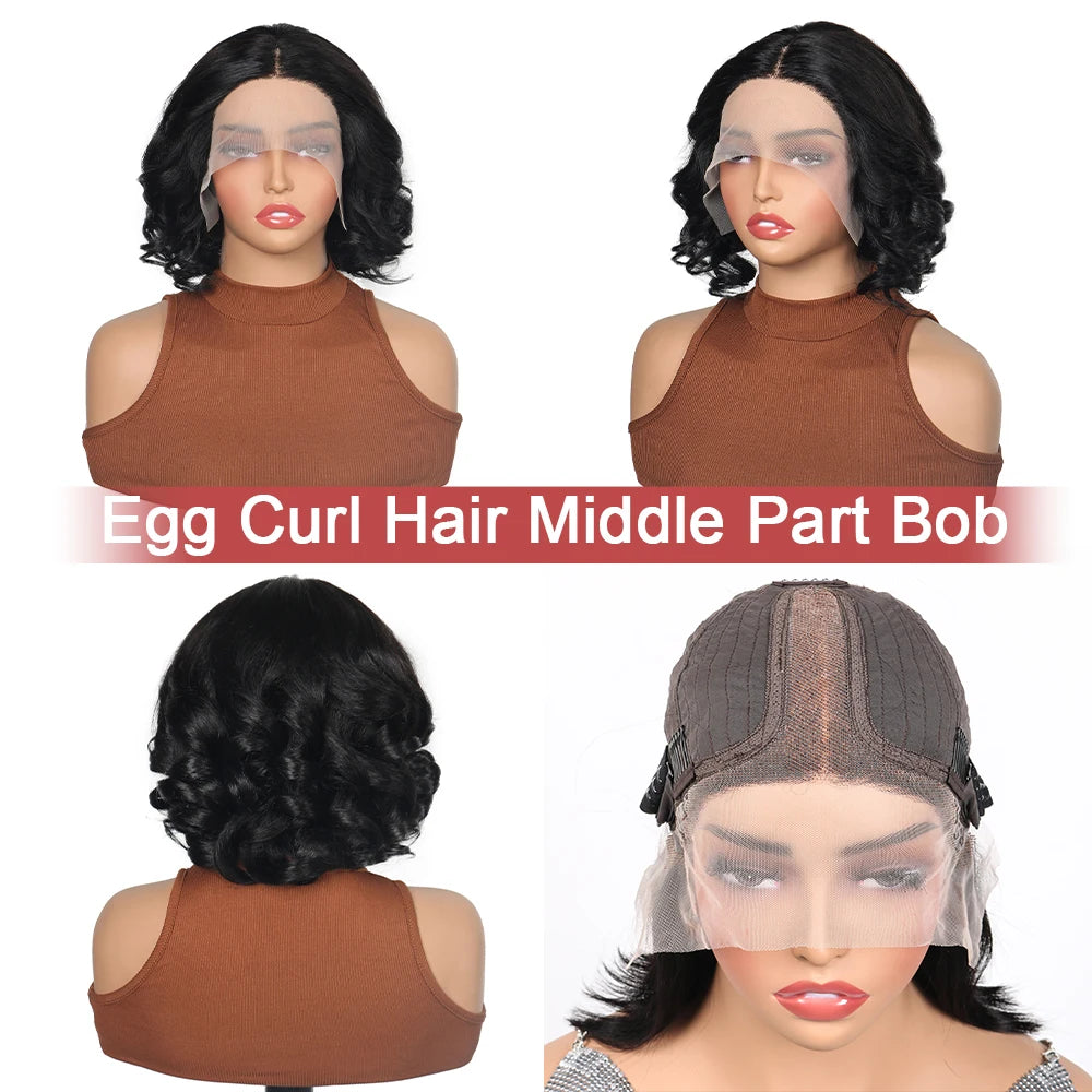 Glueless Wigs 6x4 Deep Wave Bob Human Hair Wigs For Women Bleached Knots Lace Wig Pre Plucked Pre Cut Lace Ready To Wear Wigs