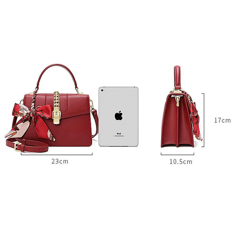 Women's handbag, mother's bag, women's crossbody bag, hand-held small bag, silk scarf, genuine leather women's bag