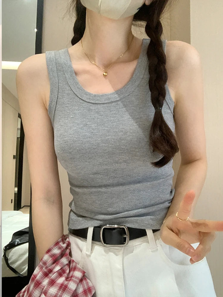 2025 Tank Soft Top For Women Summer Outfits Tight And Sexy Tank Top Knitted Bottom Shirt And Sleeveless Top For Outerwear