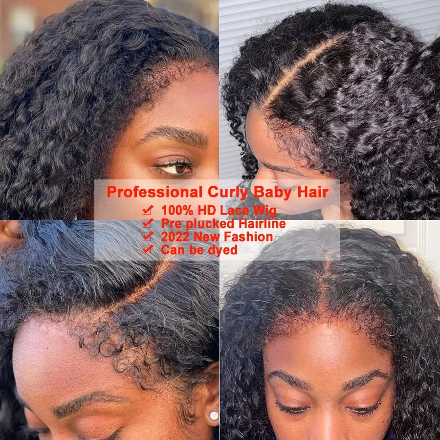 250% Curly Baby Hair Wigs Kinky Curly 13x6 HD Lace Frontal Wig Human Hair Wigs For Women Pre plucked Water Wave Brazilian Remy