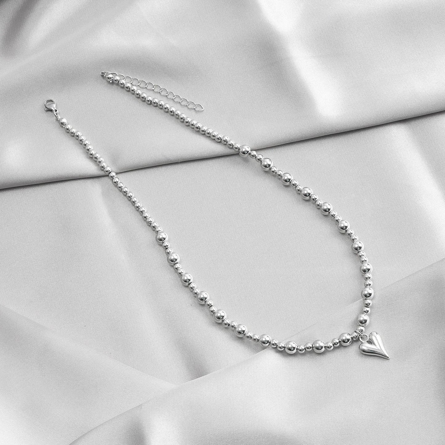 New Heart Beaded Necklace Bracelet Ring Women Boho Crystal Class Gravel Clavicle Chain Cool Y2K Choker Exquisite Fashion Jewelry