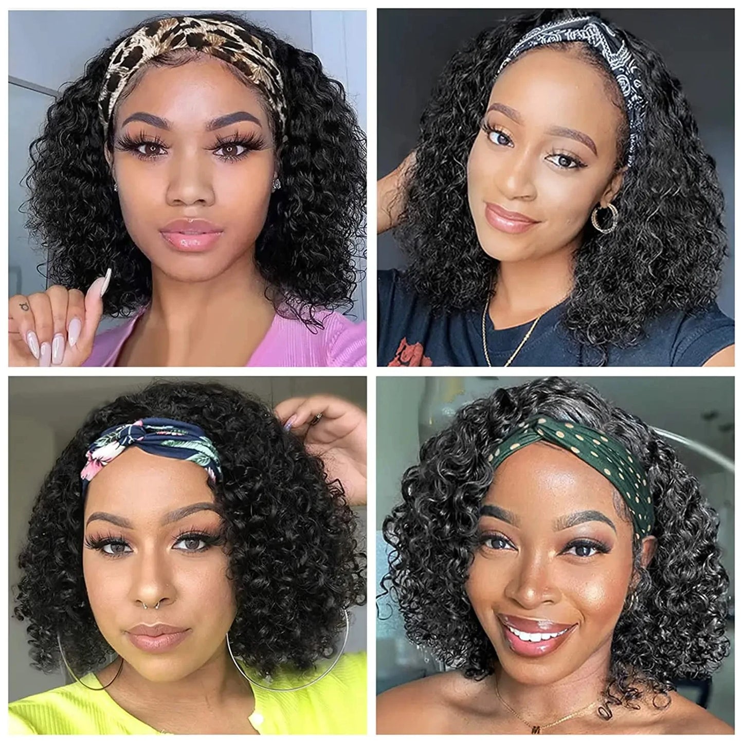 Headband Wig Human Hair Curly Human Hair Wigs For Women Human Hair Short Bob Wig Kinky Curly Human Hair Wigs None Glue Wig