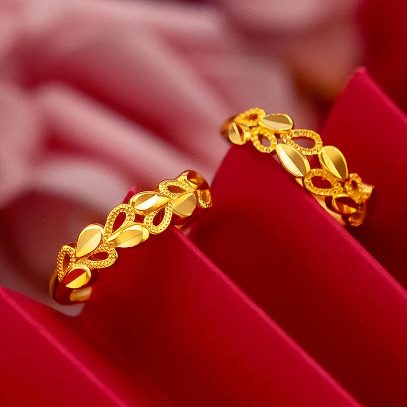 100% 18K Gold Jewelry rings for Women Wedding rings Bohemia Engagement Irregular Anillos Mujer18 K Gold Box