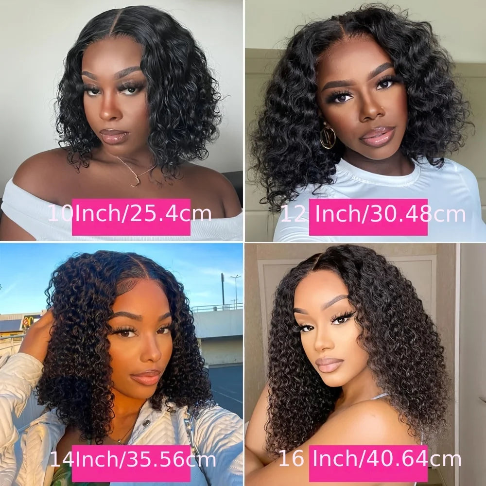 Glueless Wigs 6x4 Deep Wave Bob Human Hair Wigs For Women Bleached Knots Lace Wig Pre Plucked Pre Cut Lace Ready To Wear Wigs