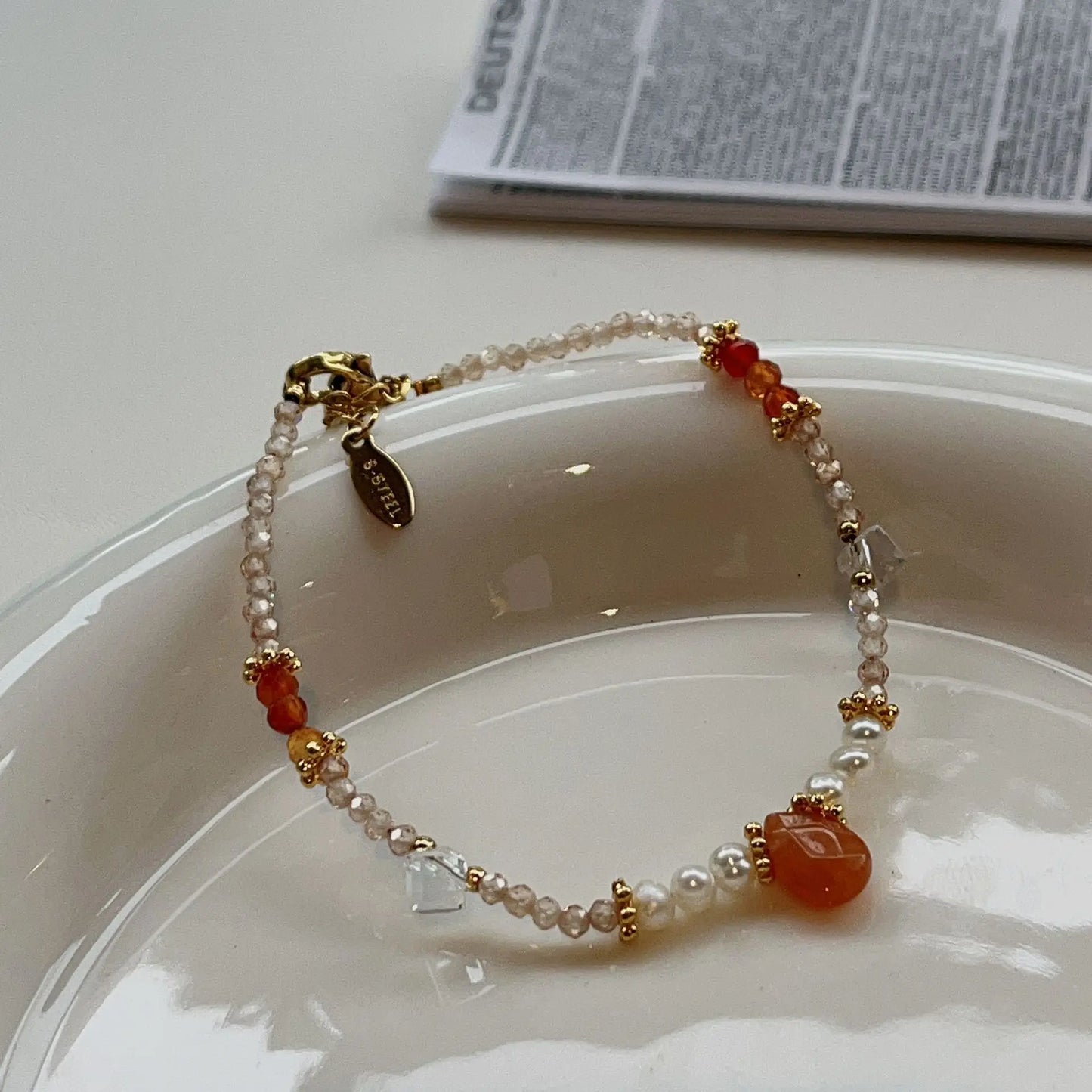 Natural Pearls Necklaces Bracelets Set Women Girls Black Crystal Agate Lazurite Zircon Collarbone Chain Necklace Jewelry Gift